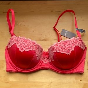 NWT Pink aerie satin & lace push up bra - 32D